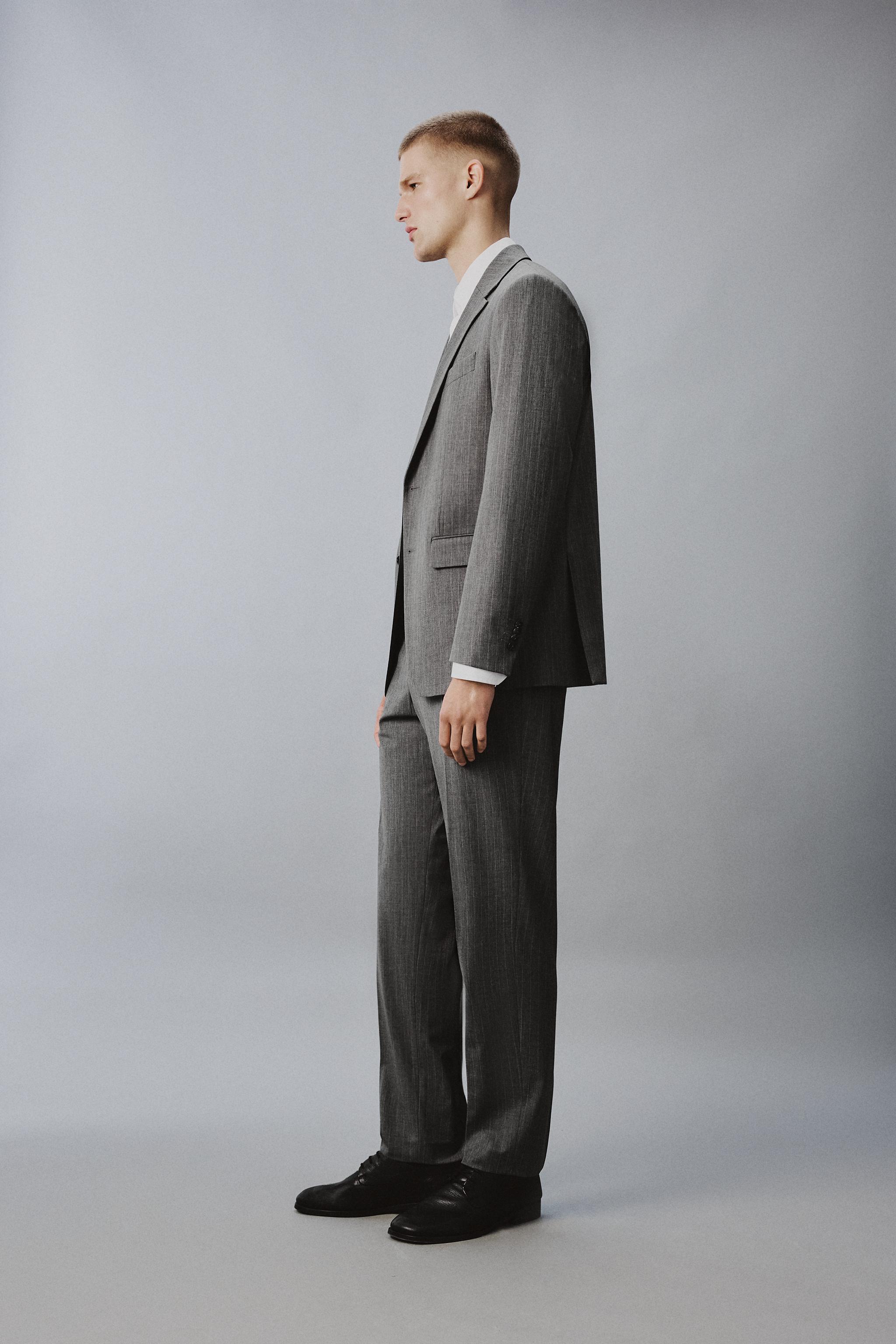 PANTALON DE COSTUME À RAYURES EN LAINE